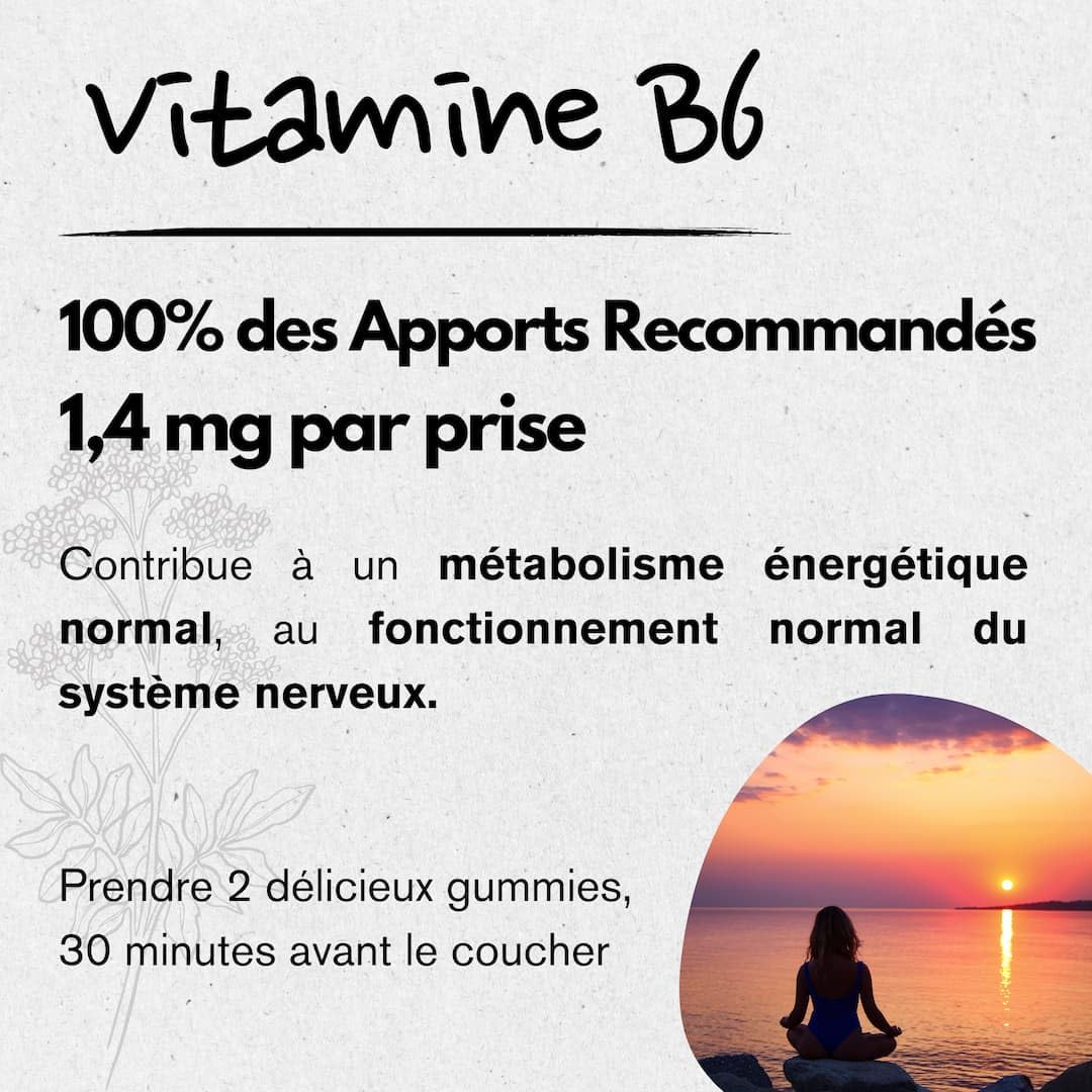 Gomme sommeil adulte • mélatonine gummies • réveil nocturne • endormissement • vitamine b6 • Cure 1 mois • Emballage compostable français • 3 usines en France • 30 ans d'expertise • SYSNAT