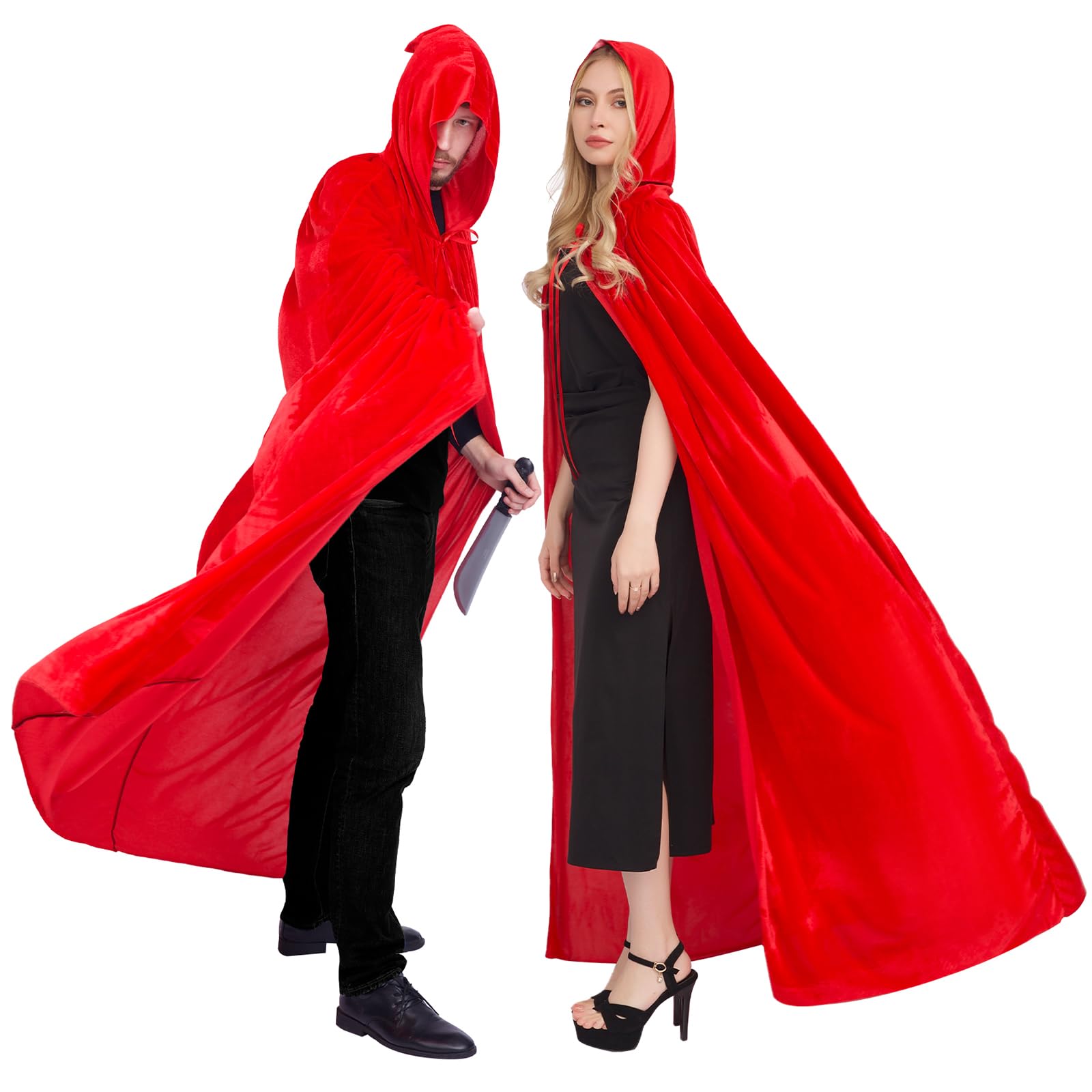 Mantello Con Cappuccio In Velluto - Unisex Per Adulti E Bambini - Costume Halloween Strega/Vampiro - Foto 5