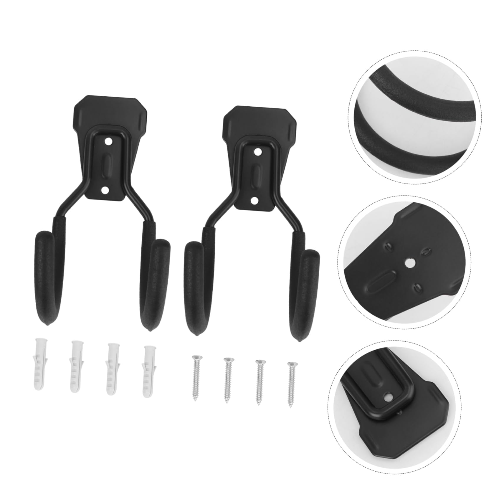 Artibetter Ganci in Ferro Nero per Attrezzi da Giardino, 2 Pezzi, Design a Doppio Foro per Viti, Stabile per Garage e Cantina