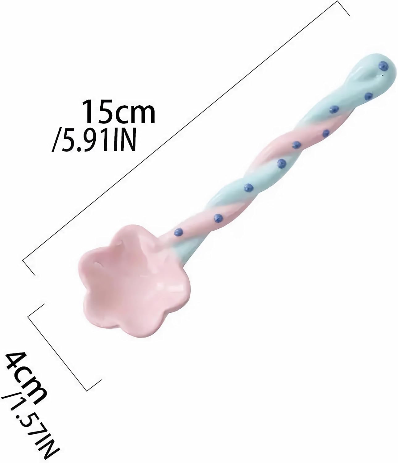 ceramic cute small Soup Spoons, colorful japanese Spoon, cereal long handled Spoons set for Dessert 4 pcs