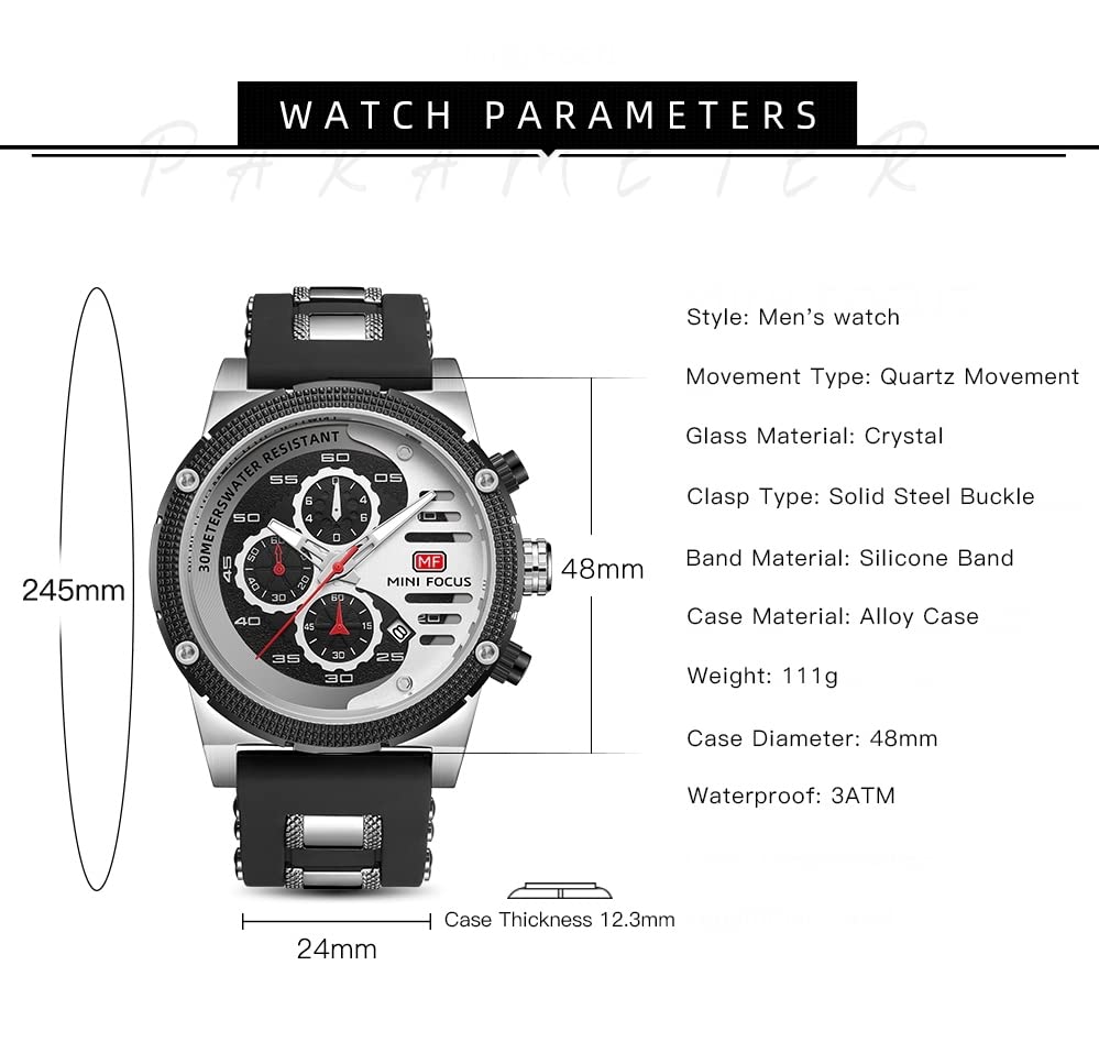 AIMES Mens Watches for Men Casual Chronograph Waterproof Sport Military Watch Analog Quartz Movement Stylish Luxury Dress Wrist Watch Elegant Gift Watch for Men