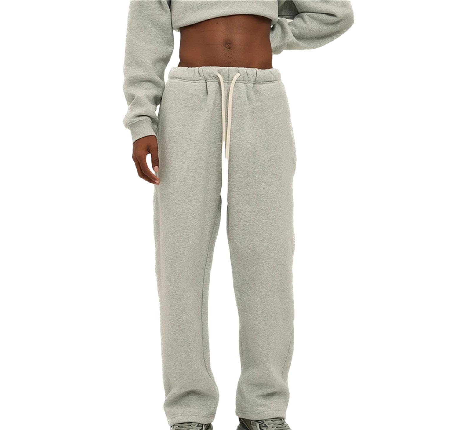 Dcvmvmn Mens Winter Solid Fleece Sweatpants Unisex Elastic Waist Jogger Pants Drawstring Jogger Trousers for Men