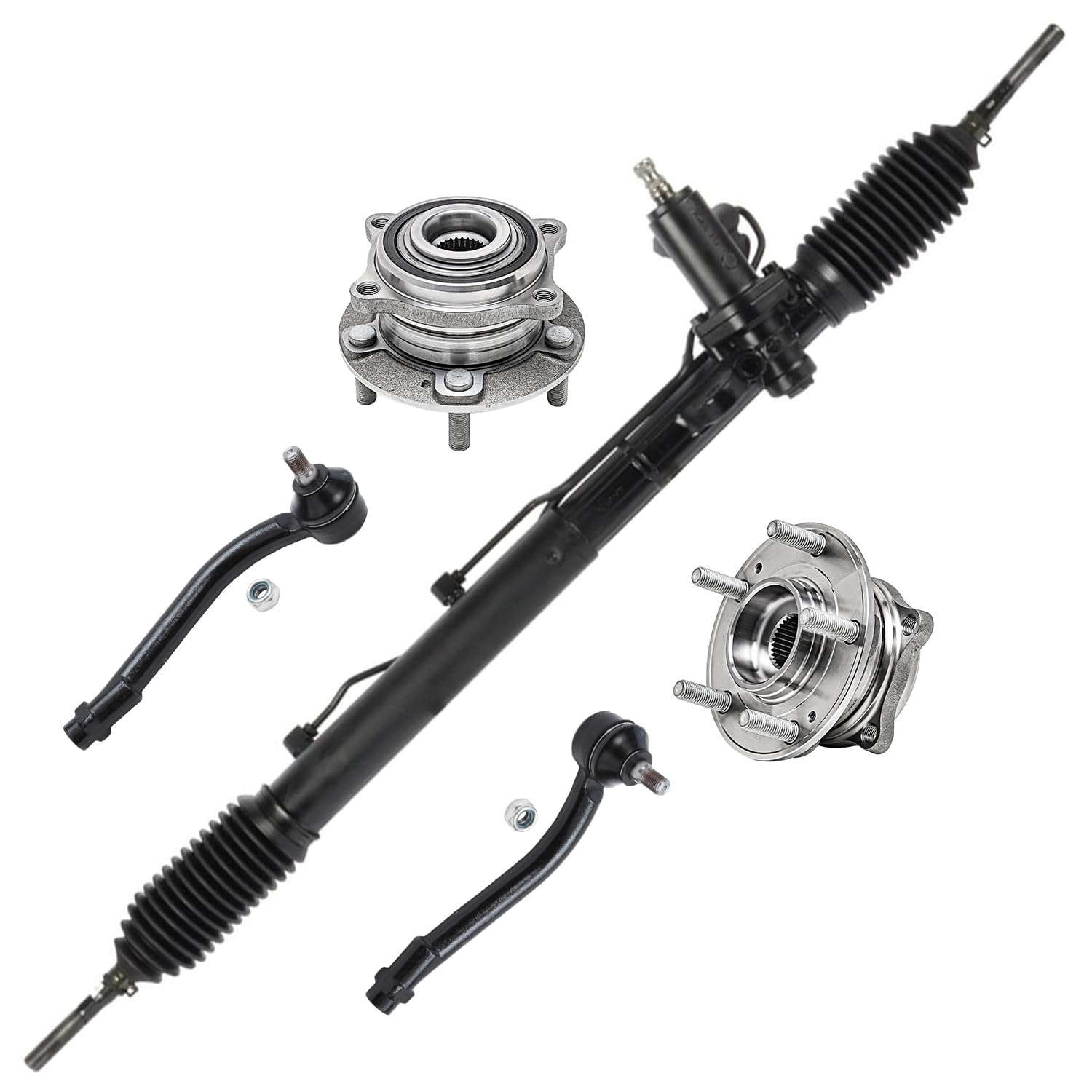 Detroit Axle - Front 6pc Rack &amp; Pinion Kit for 10-12 Hyundai Santa Fe