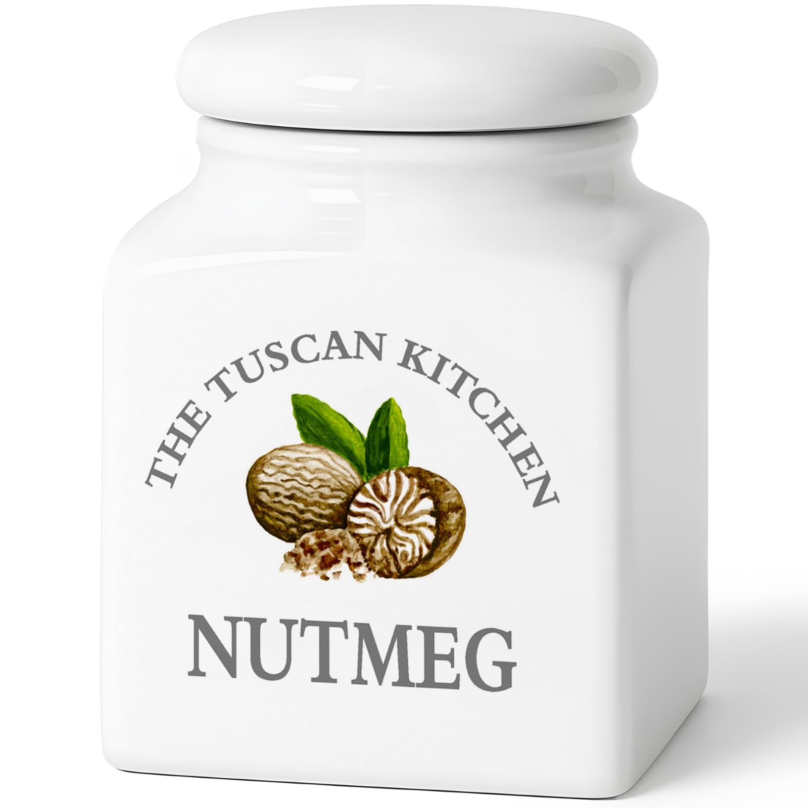 HOMBENE Small Spice Jars Kitchen Storage Spice Canisters Ceramic Containers, 6 fl. oz Containers Jar for Nutmeg, Food Jar with Airtight Lids Seasoning Containers