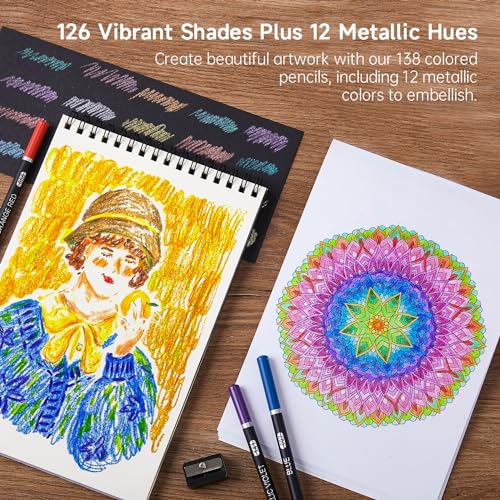 image for Shuttle Art 138 Colors Professional Colored Pencils, Soft Core Colorin
