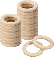 Vista 13 de uxcell 20 anillos de madera natural de 1.969 in (2 pulgadas), círculos de madera lisa sin terminar de 0.315 in de grosor para manualidades, tejer