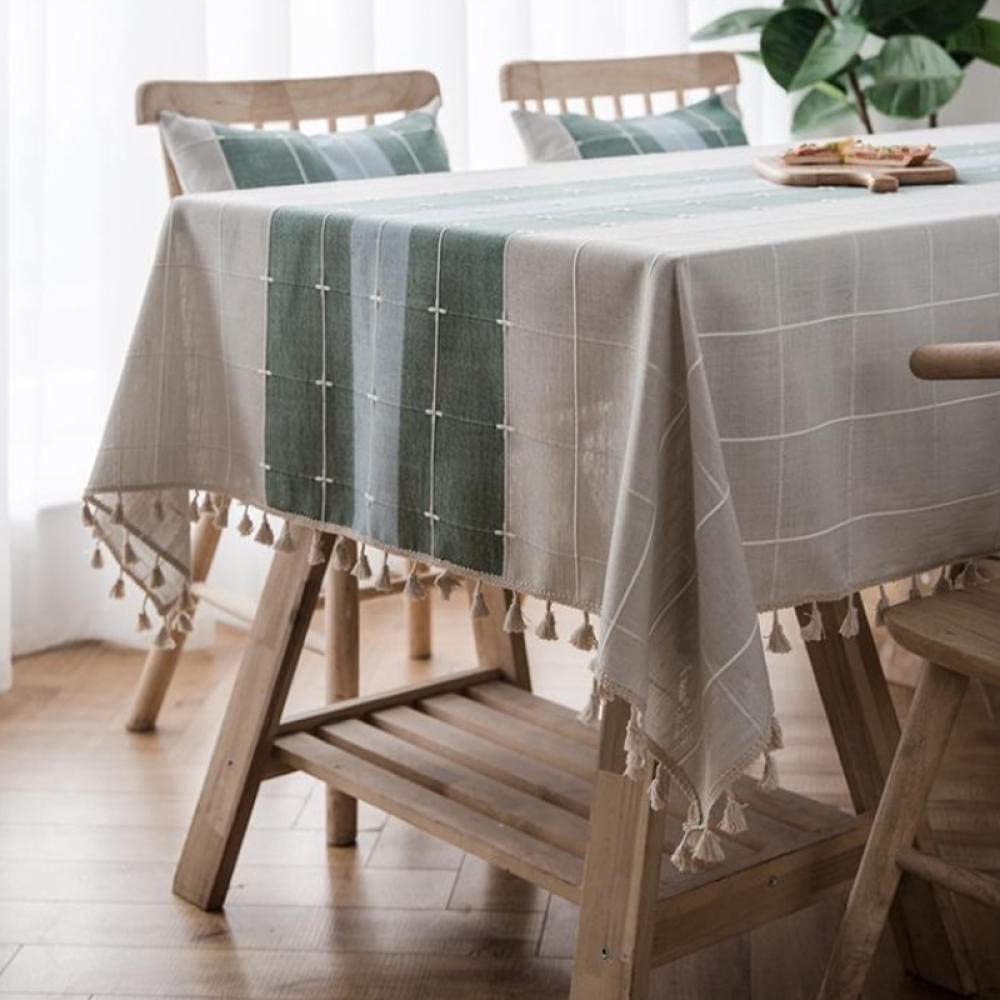 Manteles Mesa Antimanchas Algodón y Lino Transpirable para Bufé Fiesta Cena Boda Picnic y Más Verde Oscuro 140 × 180cm