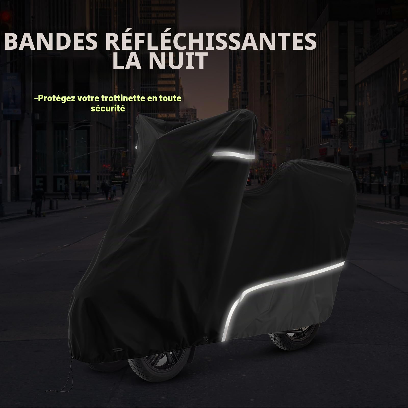Bâche de protection pour moto, d'extérieur, avec coffre, imperméable et résistante à l'hiver, tissu Oxford 420D, convient pour Piaggio MP3 250/310/300/350/400/500/530 (gris)