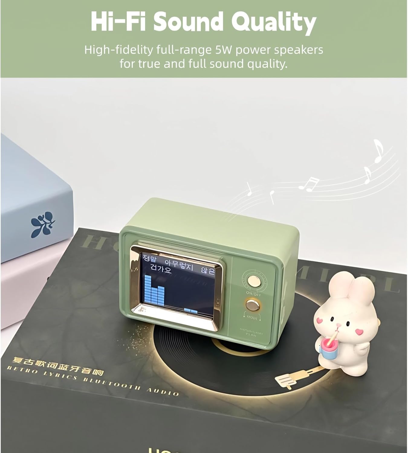 Yoidesu Portable Bluetooth Speaker displaying the current time, date, and day