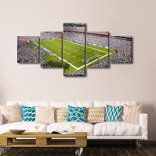 Vista 241 de Cuadros de estadios deportivos de fútbol americano de Minnesota, cuadros de vikingos, 5 paneles, lienzo para pared, arte de pared del estadio