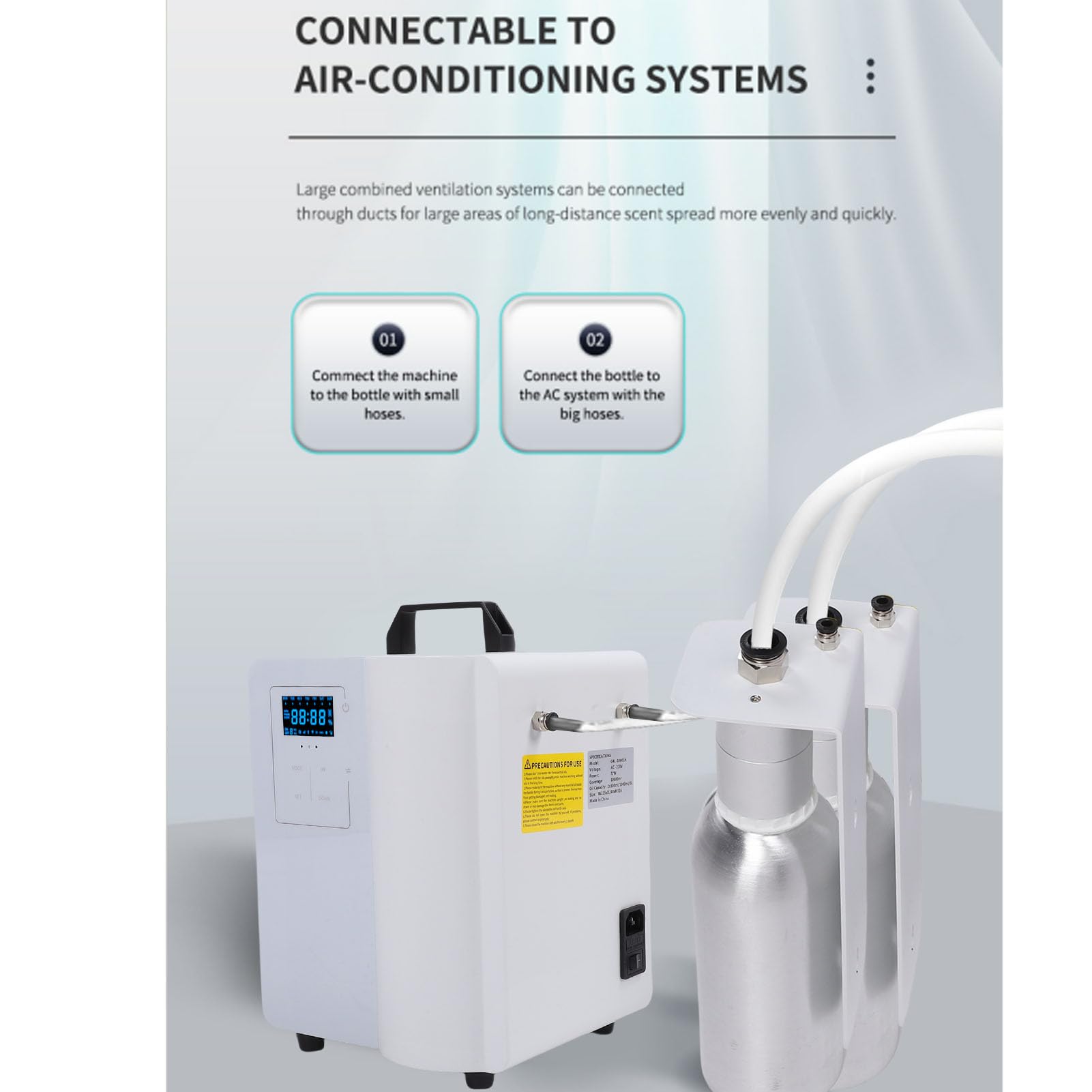 Luocute Máquina de Aire Aromática Inteligente, Difusor de Aromaterapia Bluetooth de Doble Atomización con Aplicación y Dos Botellas de Aceite Esencial de 500 Ml, para Hotel, Oficina, (Enchufe de la