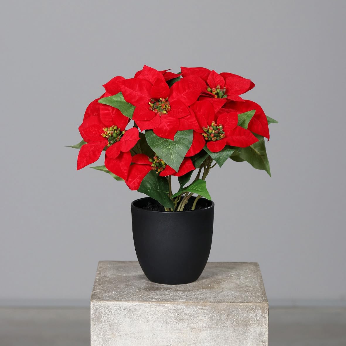 Künstliche Weihnachtssterne Mit Metallvasen – 6 Sets In Rot, Grün, Weiß, Inkl. Beeren, Tannennadeln & Schaumstoff