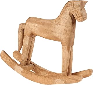 TOYANDONA Wooden Rocking Horse Statue - Vintage Sculpture Small Rocking Horse Figurine for Home Table Centerpiece Decoration Desktop Ornament, 7x2. 3x7 Inch