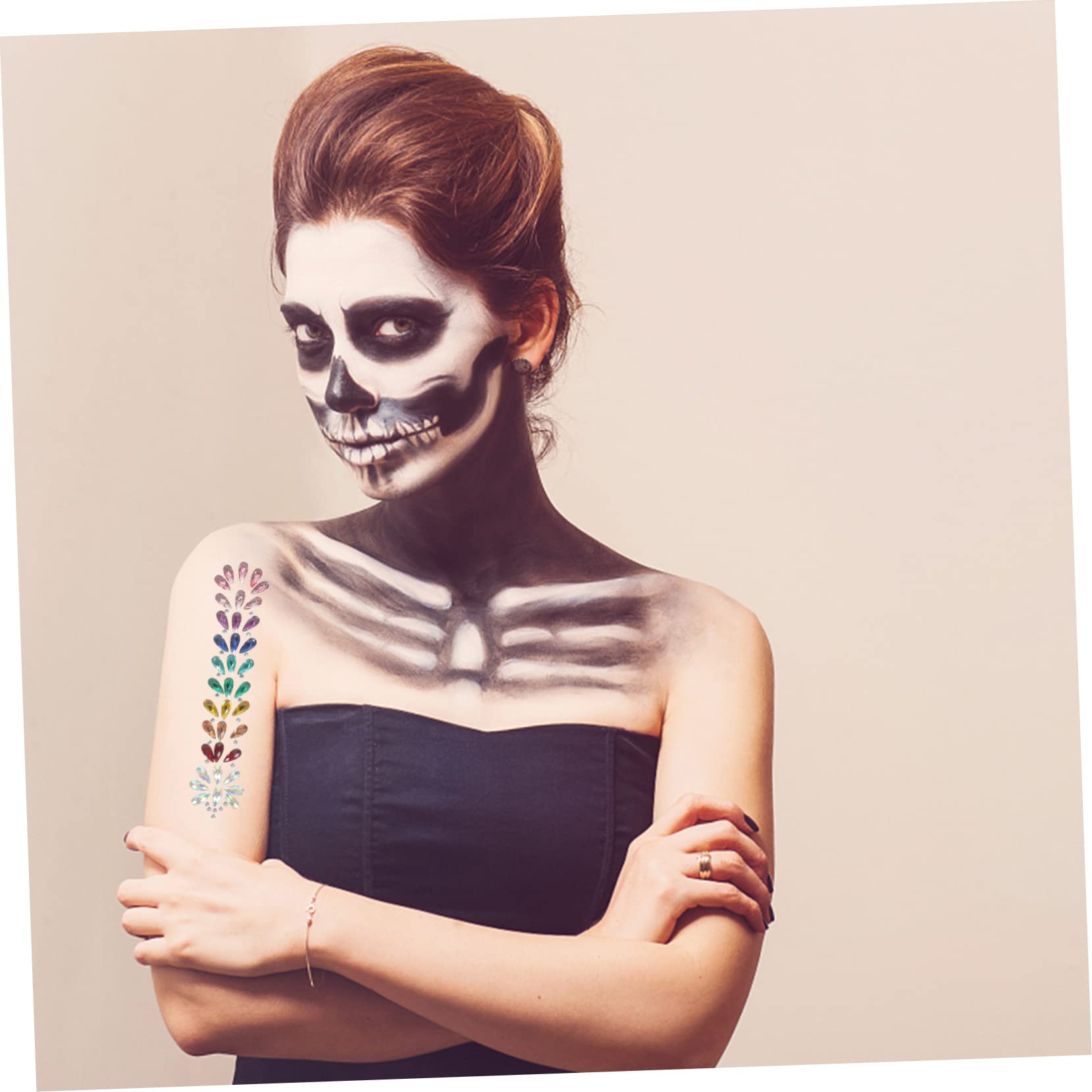 DOITOOL 15hojas Pegatinas De Joyas Faciales y Capilares Brillantes De Halloween De y Cosplay Autoadhesivas y Fáciles De Usar