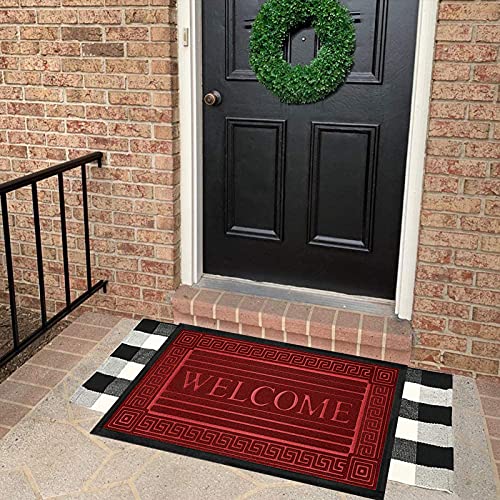 Welcome Door Mat With Non-Slip Heavy Duty Rubber Backing, Welcome Mats For Front Door 30" X 17", Absorb Mud Easy Clean Front Door Mat For Home Entrance, Welcome Outdoor Doormat For Outside Waterproof #TOP4