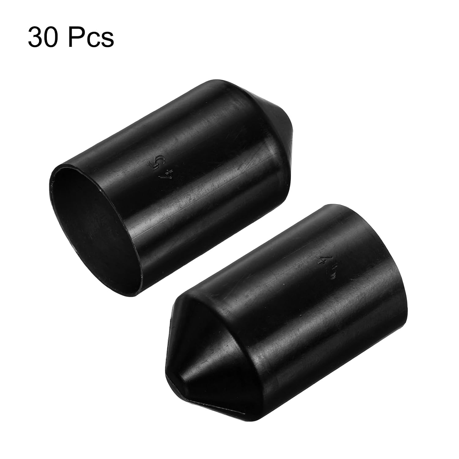 MECCANIXITY 30Pcs Heat Shrink End Cap 45mm ID x 65mm l 1.5:1 Ratio Waterproof Electrical Wire Wrap Heat Shrink Tubing Caps Lined Sealed for Wire Cable, Black