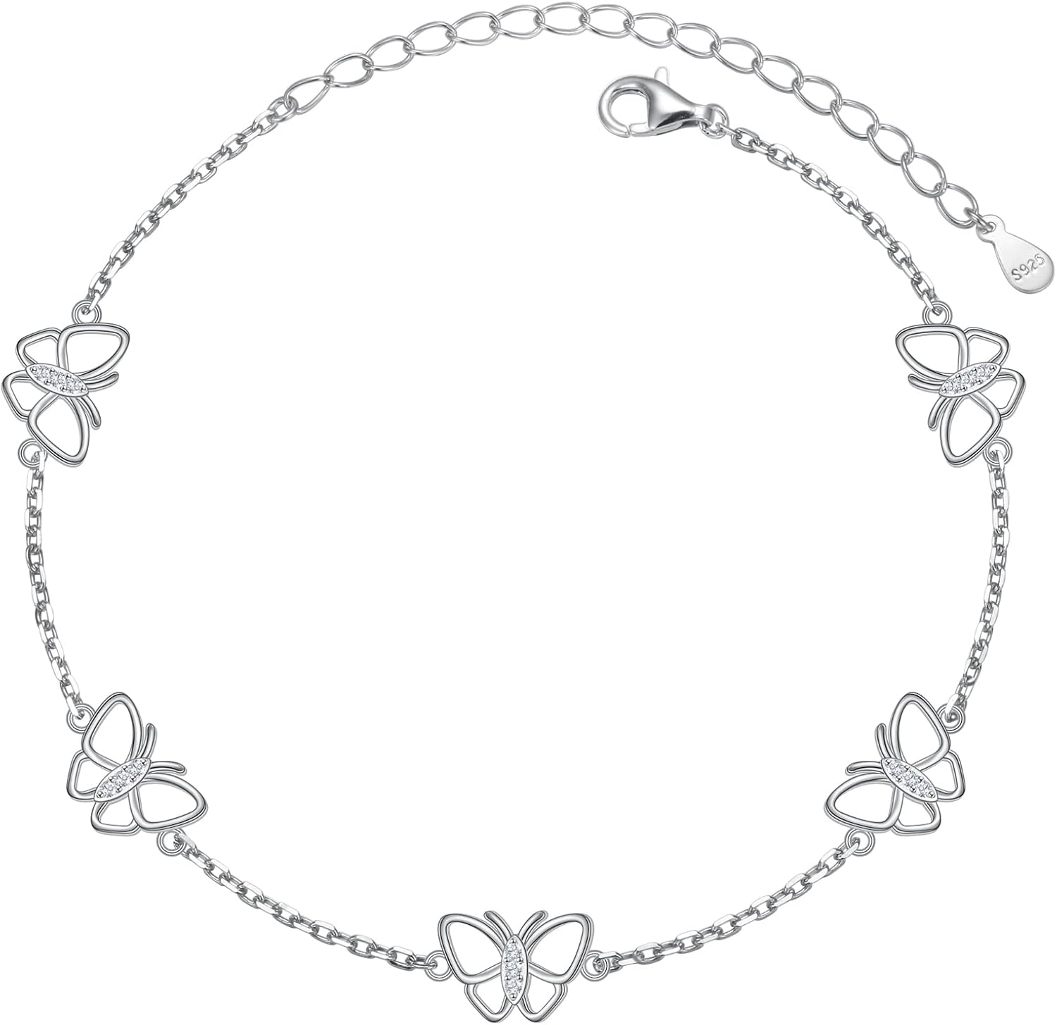 Ladytree Bracelet for Women 925 Sterling Silver Cute Flying Bat/Blue Jay/Turtle/Bunny/Stingary/Octopus Charm Adjustable Bracelet Ocean Jewelry Gifts for Mother Wife Daughter Family