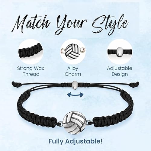 Miniatura 3 de Pulsera con dijes de voleibol Sportybella - Pulseras ajustables con dije de voleibol. Regalos ideales y recuerdos para jugadores de voleibol.