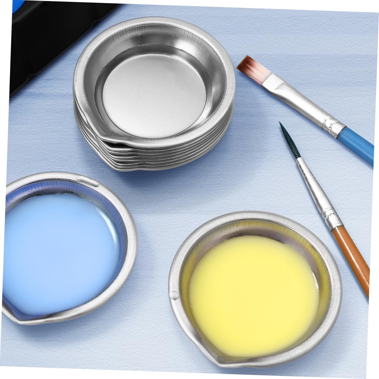 Gadpiparty 24pcs Stainless Steel Paint Tray Durable and Lightweight Mixing Palette for Students Artists and Home Use for Watercolor and Painting