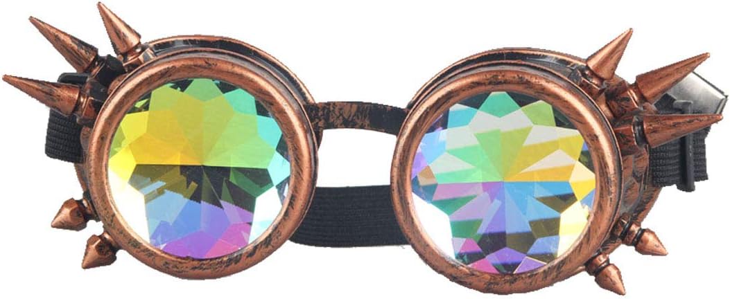 FIRSTLIKE Festivals Kaleidoscope Rainbow Glasses Prism Sunglasses Goggles Red #3 Rainbow