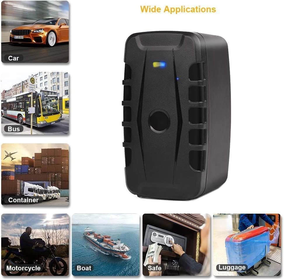 Various applications of the GPS tracker including cars, buses, containers, motorcycles, boats, safes, and luggage