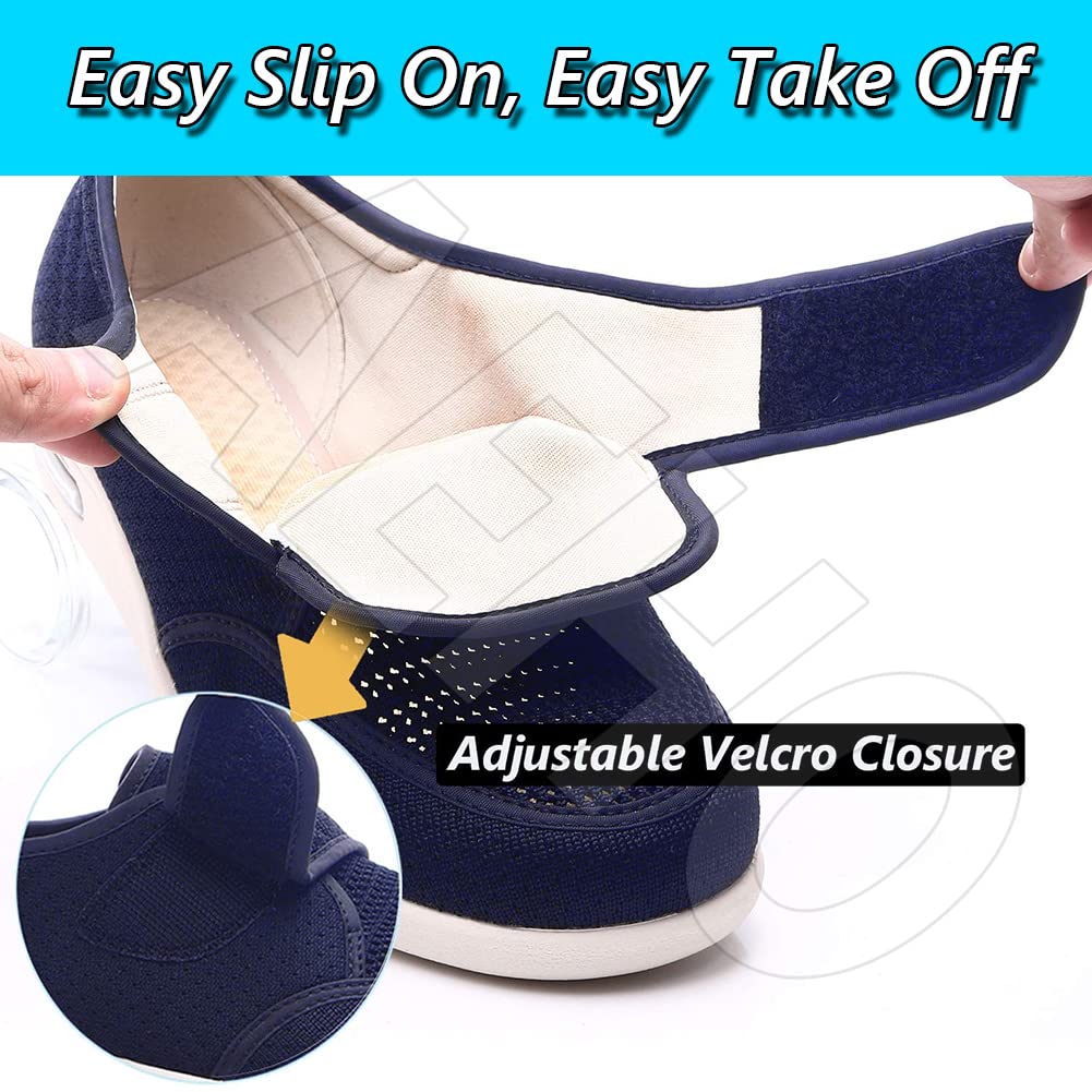 AEHO Diabetiker Schuhe Damen Freizeitschuhe mit Klettverschluss Damen Geschlossene Sandalen Diabetiker Orthopädische Verbandschuh Bequemer Rehaschuhe