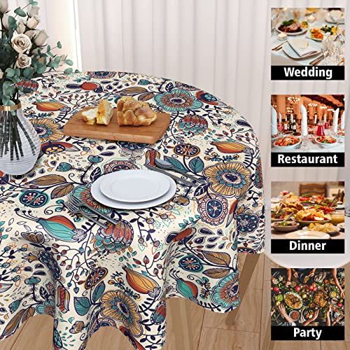 Cafl Paisley Floral Round Tablecloth Abstract Boho Leaves Flowers Table Cloth For Wedding Party Dining Banquet Table Cover Outdoor 60In #TOP5