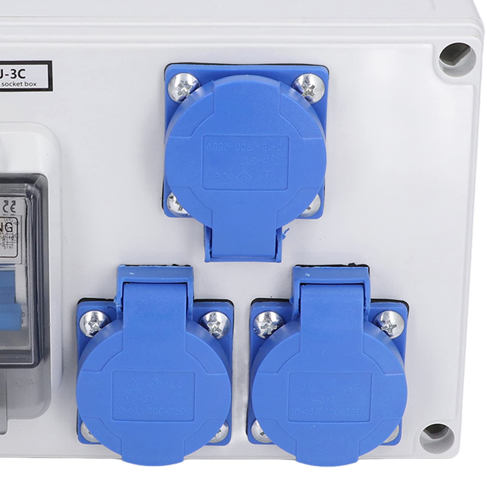 Presa da Muro Tedesca 200-250V 16A IP67 Presa di Corrente 40A 1P+N RCD con Coperchio a Chiusura Automatica per Uso Esterno in Garage da Giardino