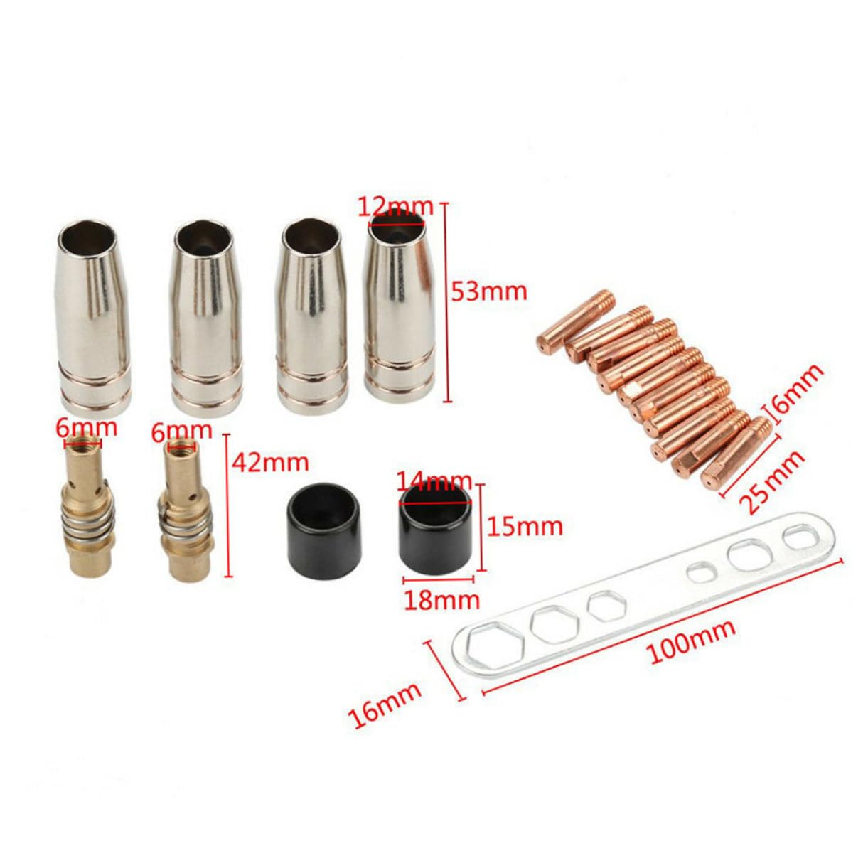 FUNOMOCYA Complete Set of Electric Welding Accessories Nozzle Kit for Mb15ak Torch Handle and Rod