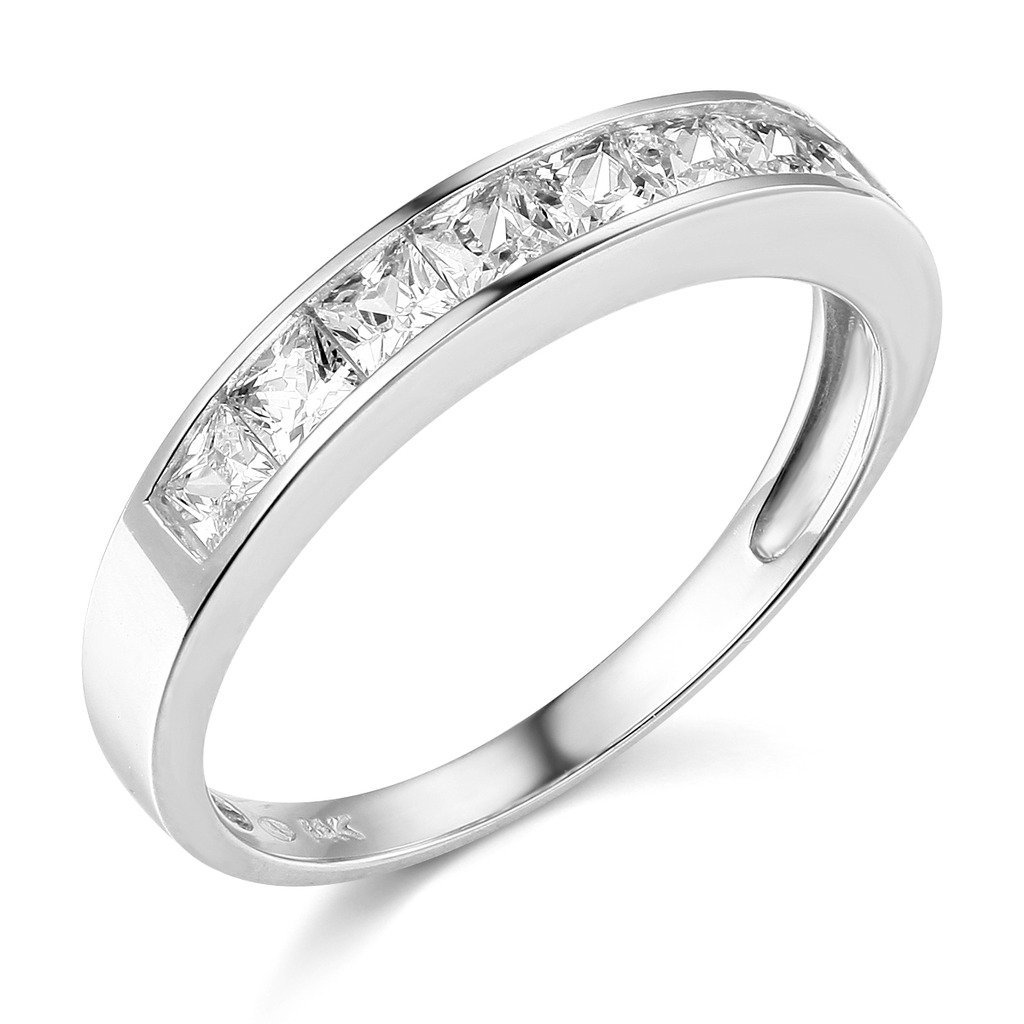TWJC 14k Yellow OR White Gold Solid Channel Set Wedding Band
