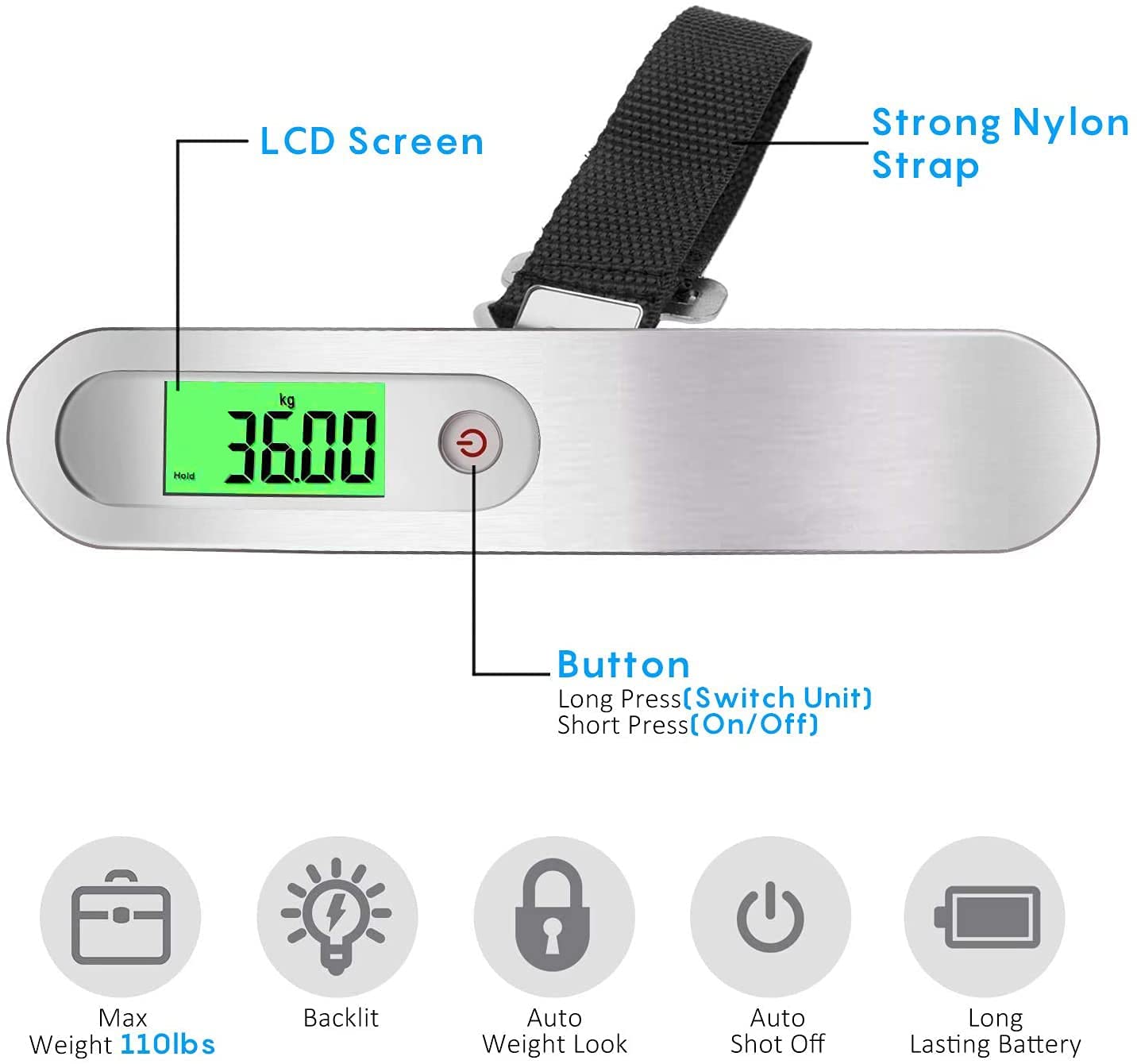 Crokett Luggage Scale, Baggage Scale , High Accuracy with LCD Screen