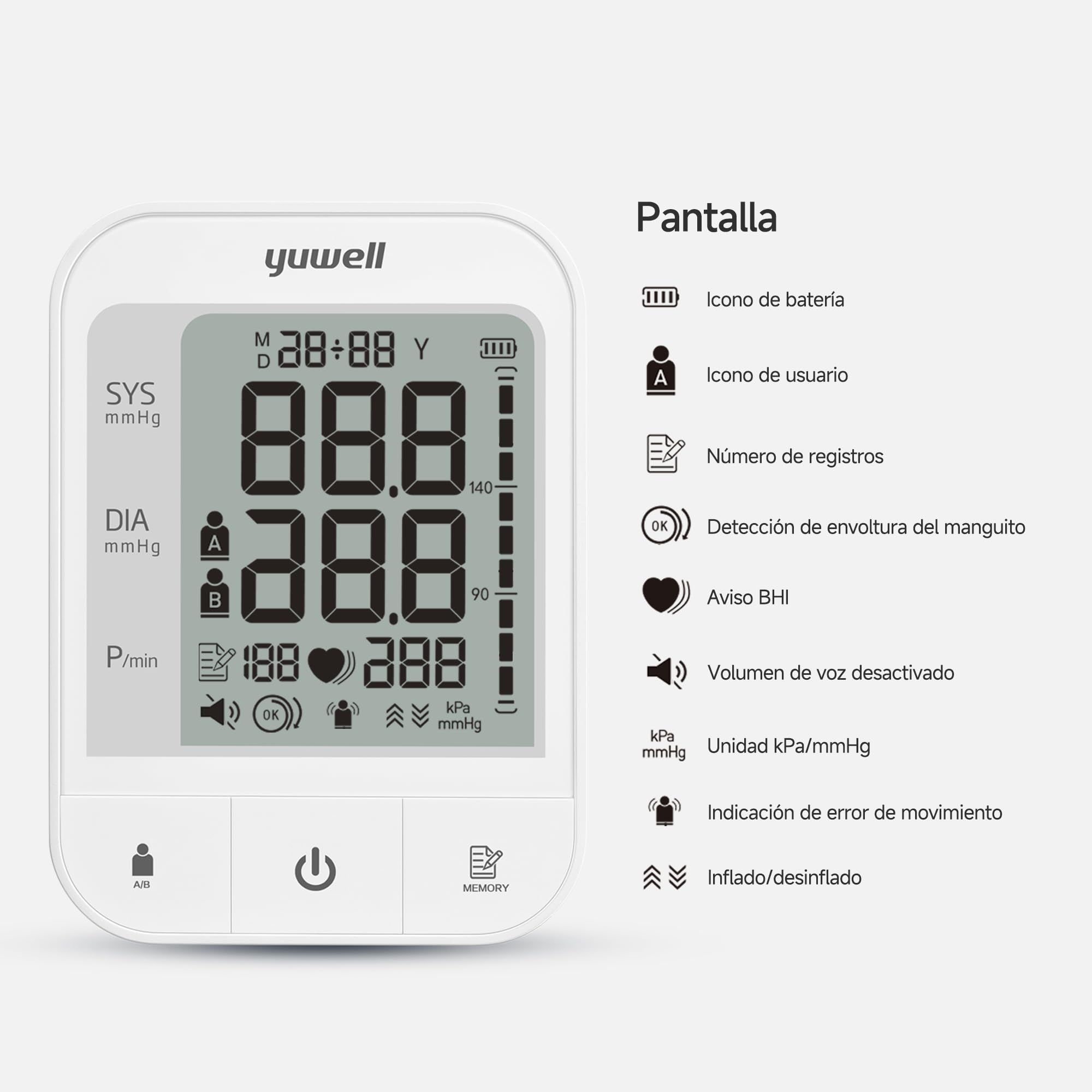 yuwell Blood Pressure Monitor YE670A, Extra Large Upper Arm Cuff, Digital BP Machine &Pulse Rate Monitoring with Voice Broadcasting Function (YE670A)