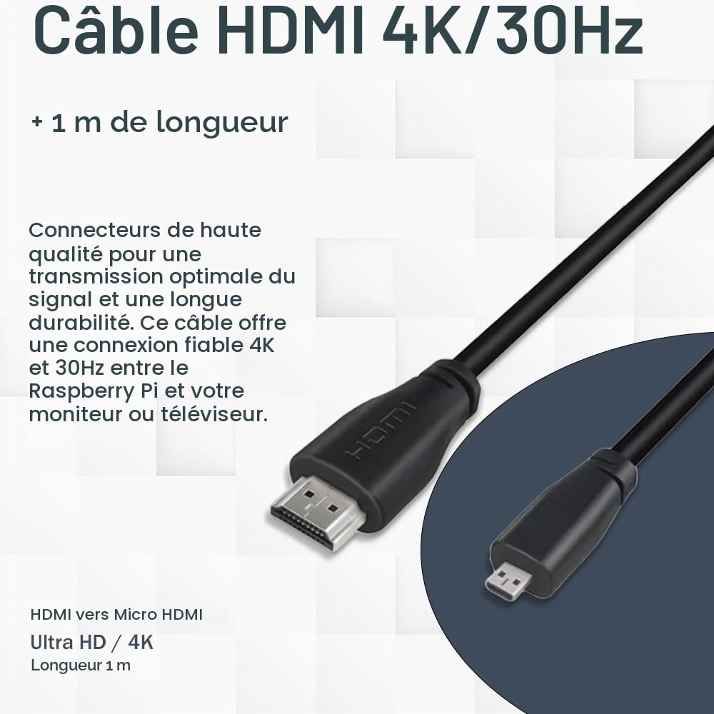 Raspberry Pi 5 Kit de démarrage 8 Go noir | Bloc d'alimentation USB-C 45 W | Boîtier avec ventilateur | Carte SD Ultra 64 Go | Câble Micro HDMI 4K | Dissipateur thermique | Raspberry Pi 5 8 Go de RAM