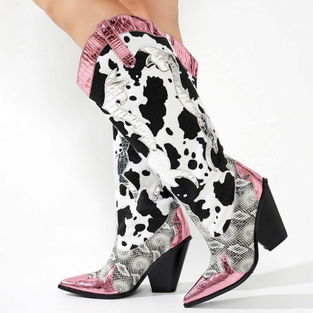 Cape Robbin Women's Animal Print Cowboy Boots 12-Inch Shaft Pull-On Pointed Toe - Western Cowgirl Boots with 3 Inch Block Heel & Comfort Insole (Karine) - Image 4