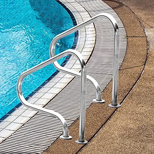 DIOB Pool Swimming Pool Hand Rail Rust and Weather Proof Grab Rails for Pools and Spas with All Accessories, Set of 2
