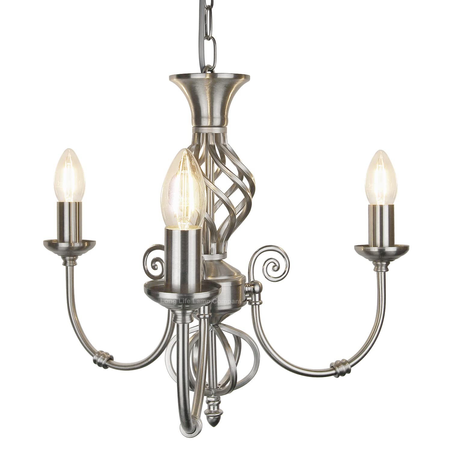 Long Life Lamp Company Vintage Pendant Light Brushed Chrome Antique Hanging Ceiling Chandelier Candle Lantern H3039