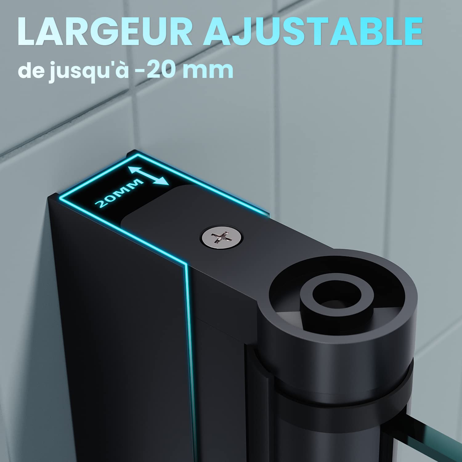 SIRHONA Porte de douche Noir Coulissante 80x195cm Porte de douche Pivotante en Verre Transparent 6mm Securit
