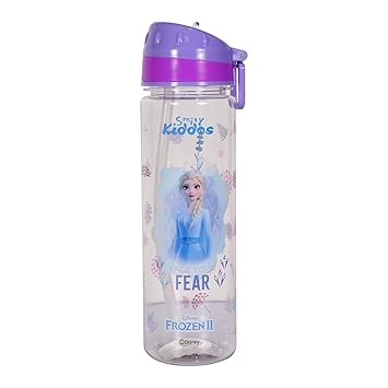 Smily Kiddos Frozen2 Elsa Straight Water Bottle Purple Dishwasher Safe Water Bottle Leak Proof Flip Top Lid Water Bottle