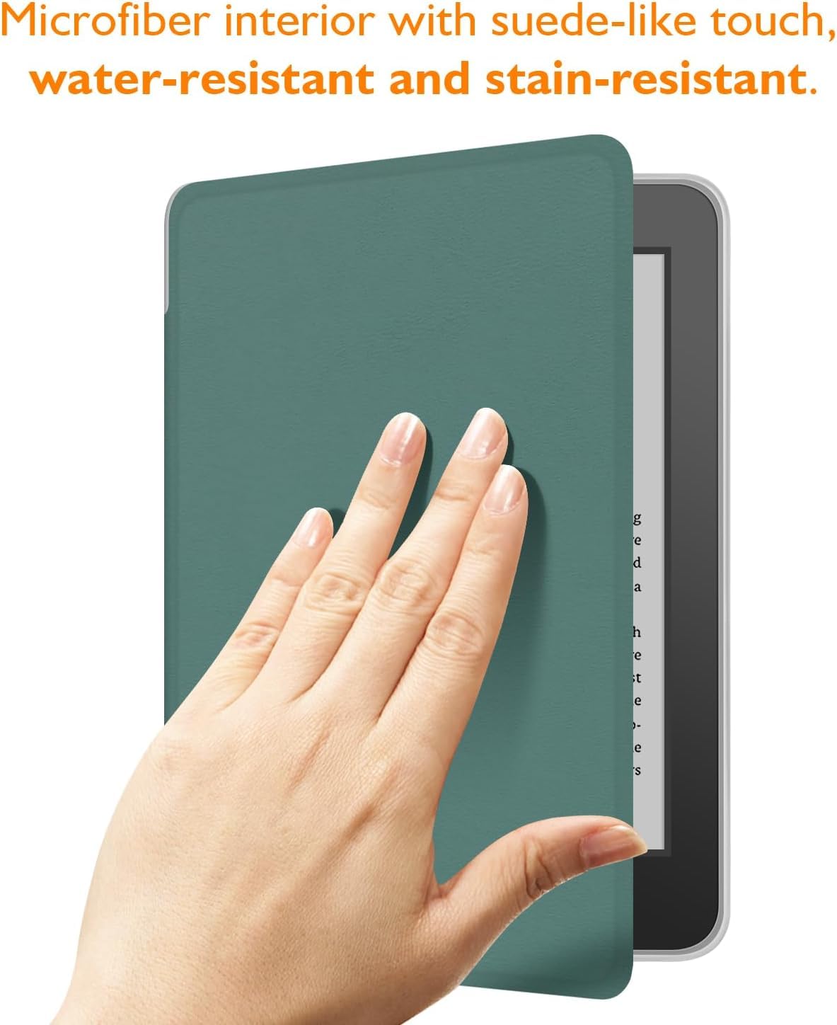 Custodia ERUNTO per Kindle Paperwhite 6,8" e Signature – Retro acrilico trasparente, chiusura magnetica con laccetto, accensione/spegnimento automatico(verde)