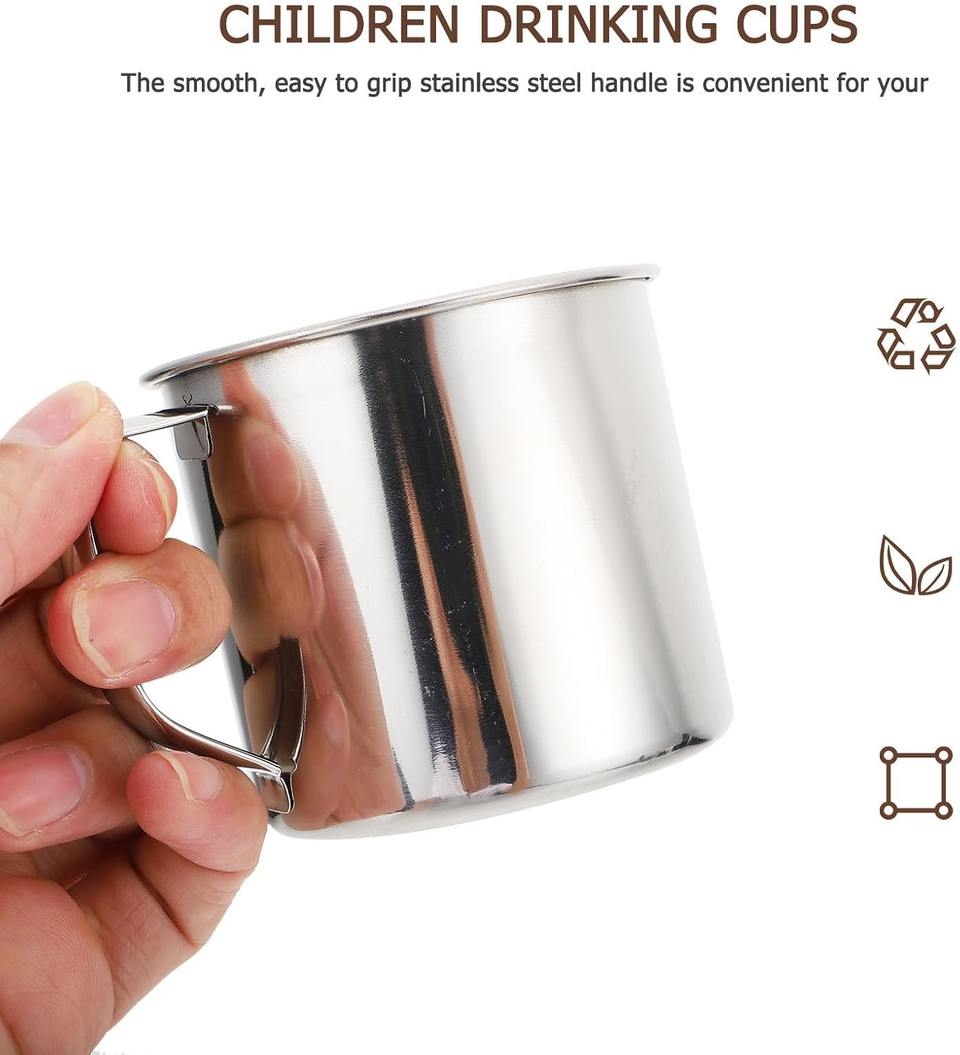 DECHOUS 3Pcs Stainless Steel Kids Mugs: Camping Unbreakable Small Water Cups with Handle for Toddler Home Camping Travel School Use Drinking Chocolate Mugs - Image 8