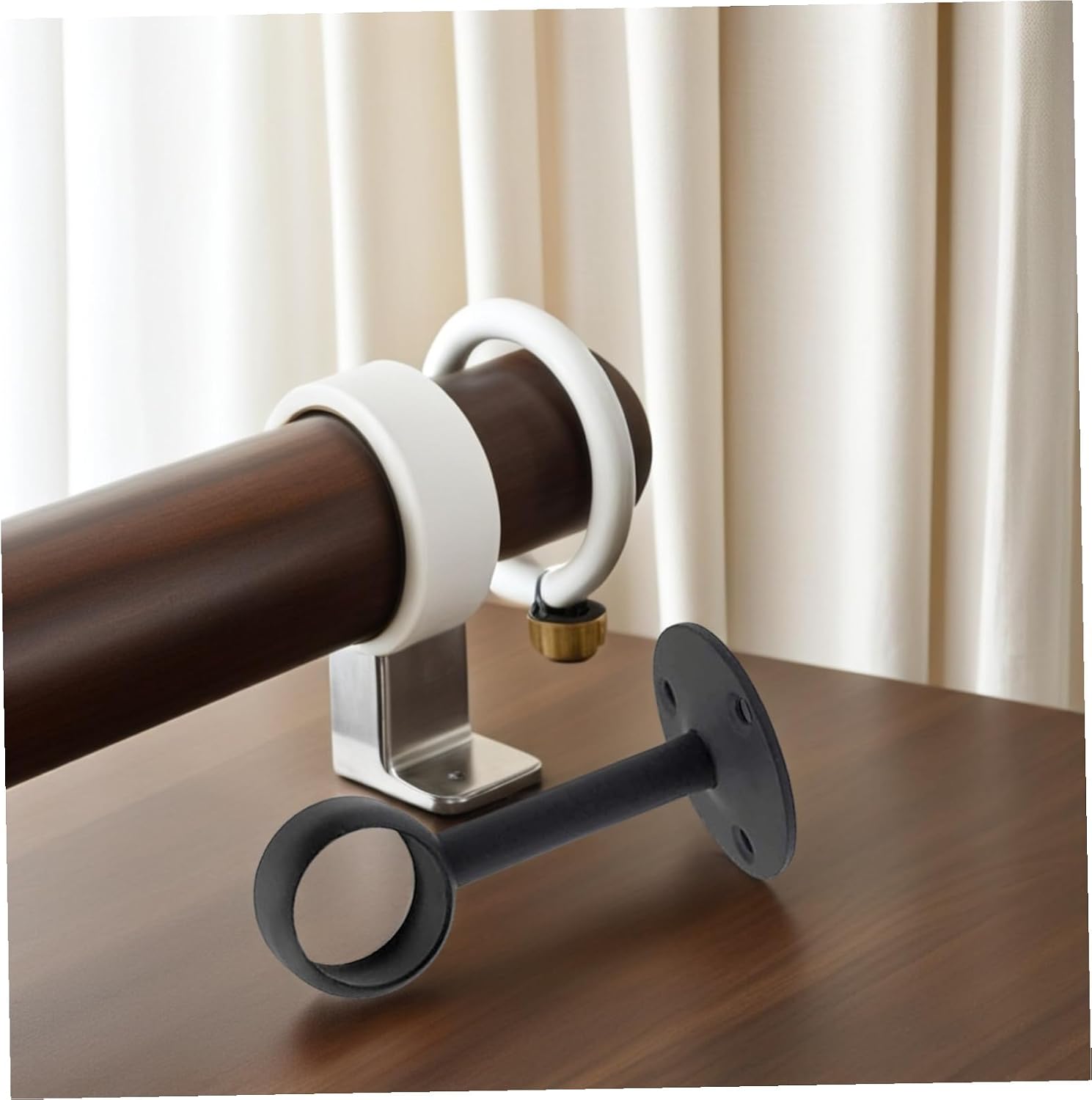 8Pcs Ceiling Mount Curtain Rod Bracket Holder Drapery Rod Support for Curtains Easy Installation for Living Bedroom Office and More