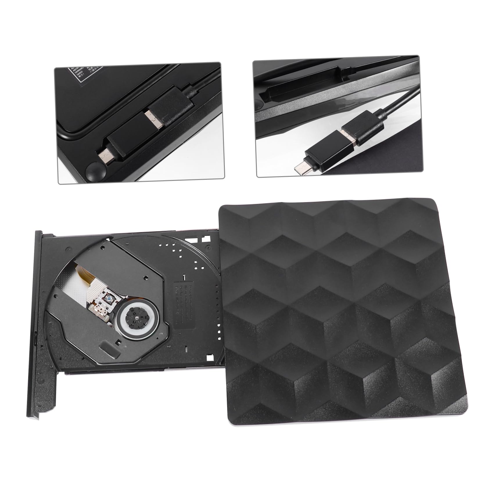 Housoutil Lettore Masterizzatore Dvd Esterno Usb-c 8x Nero in Plastica | USB 3.0, Supporto Cd-rom 24x e Cd-rw 16x, Compatibile con Sistemi Operativi Comuni e Versioni Successive
