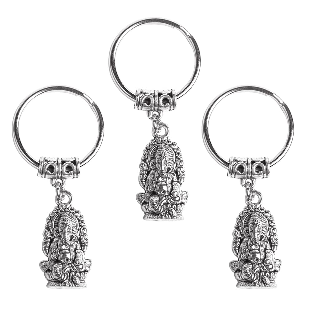 3 pcs Ganesha keychain, sacred elephant, lord of success, Buddha key ring key holder