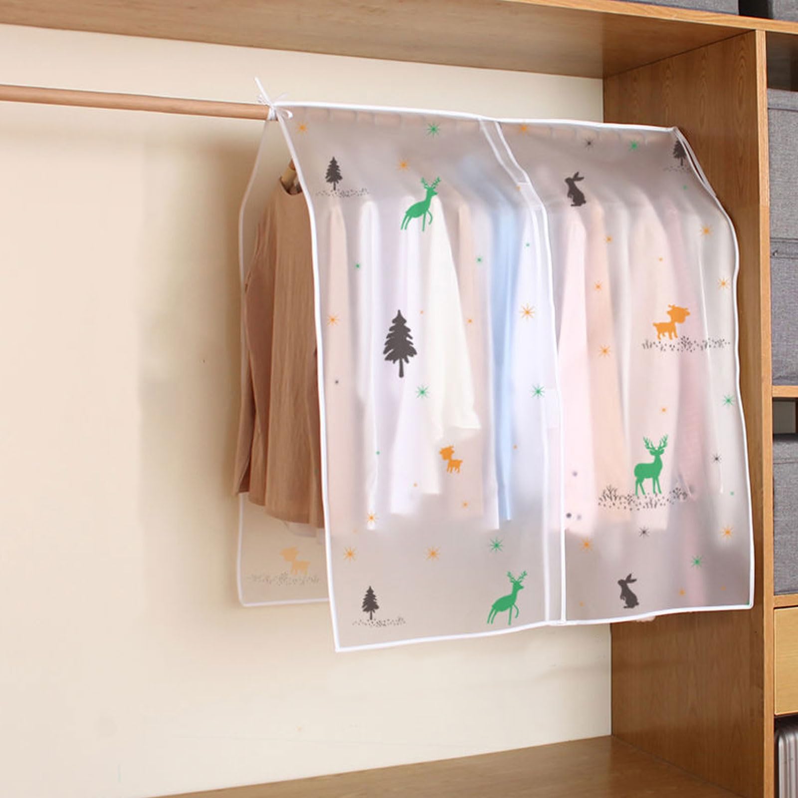 OWOHYG Garment Storage Bags For Hanging Clothing Rack Clothes,Dust-Proof And Moisture-Proof,Translucent Peva Material,Various Styles,And Various Sizes Are Available.Deer-B