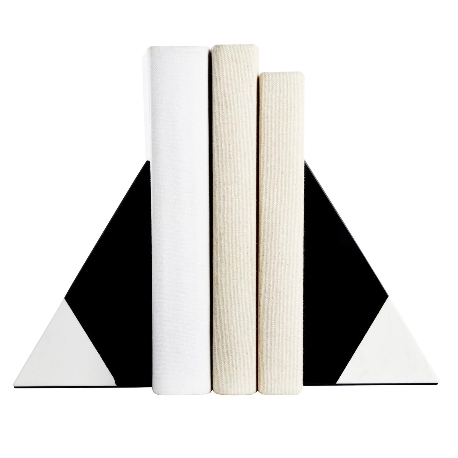 Set di 2 fermalibri decorativi per mensole, decorazione in marmo (bianco e nero) – fermalibri per libri pesanti