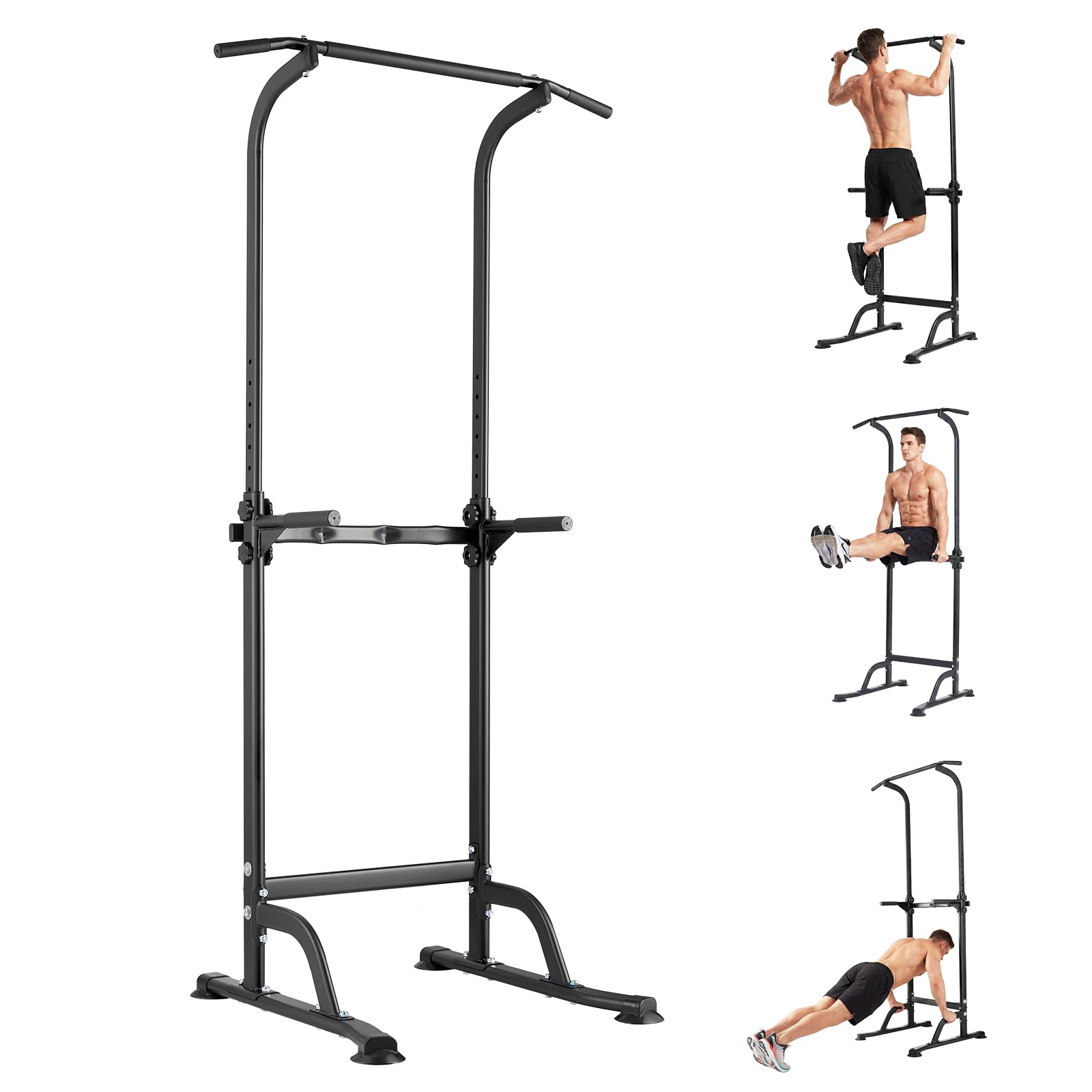 Garvee Power Tower Dip Station, 10 Adjustable Height Pull Up Bar with Parallel Dip Handles, Home Gym Multi-Function Strength Training Fitness Workout Equipment for Abdominal Exercise Dips Knee Raises