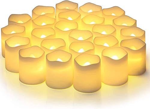 Sequpr 48 luces LED pequeñas sin llama, juego de velas electrónicas a batería, lámpara de mesa, ideal para calabazas, decoraciones de boda, Navidad,