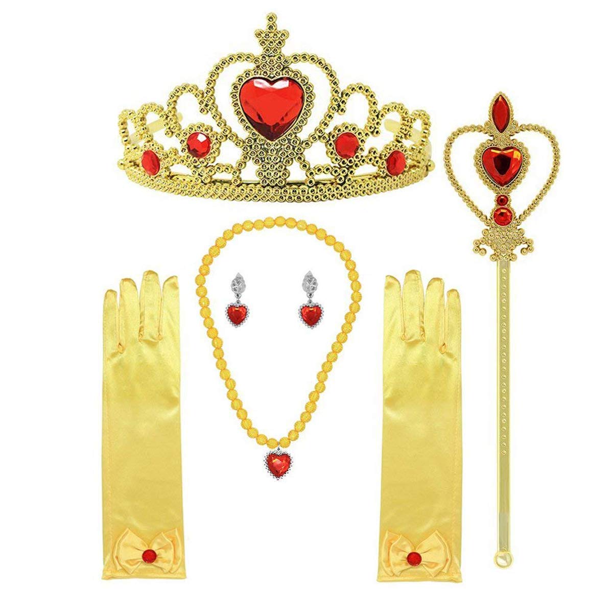 Belle Princess Crown Wand Necklaces Gloves Tiara Set Birthday Gift Christmas Presents for Girls