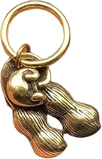 Peanuts with leaves Retro Solid Brass Keychain Hook Accessories Key Chains Handmade Copper keyring Wallet Chain EDC Car keychain for Man and Women