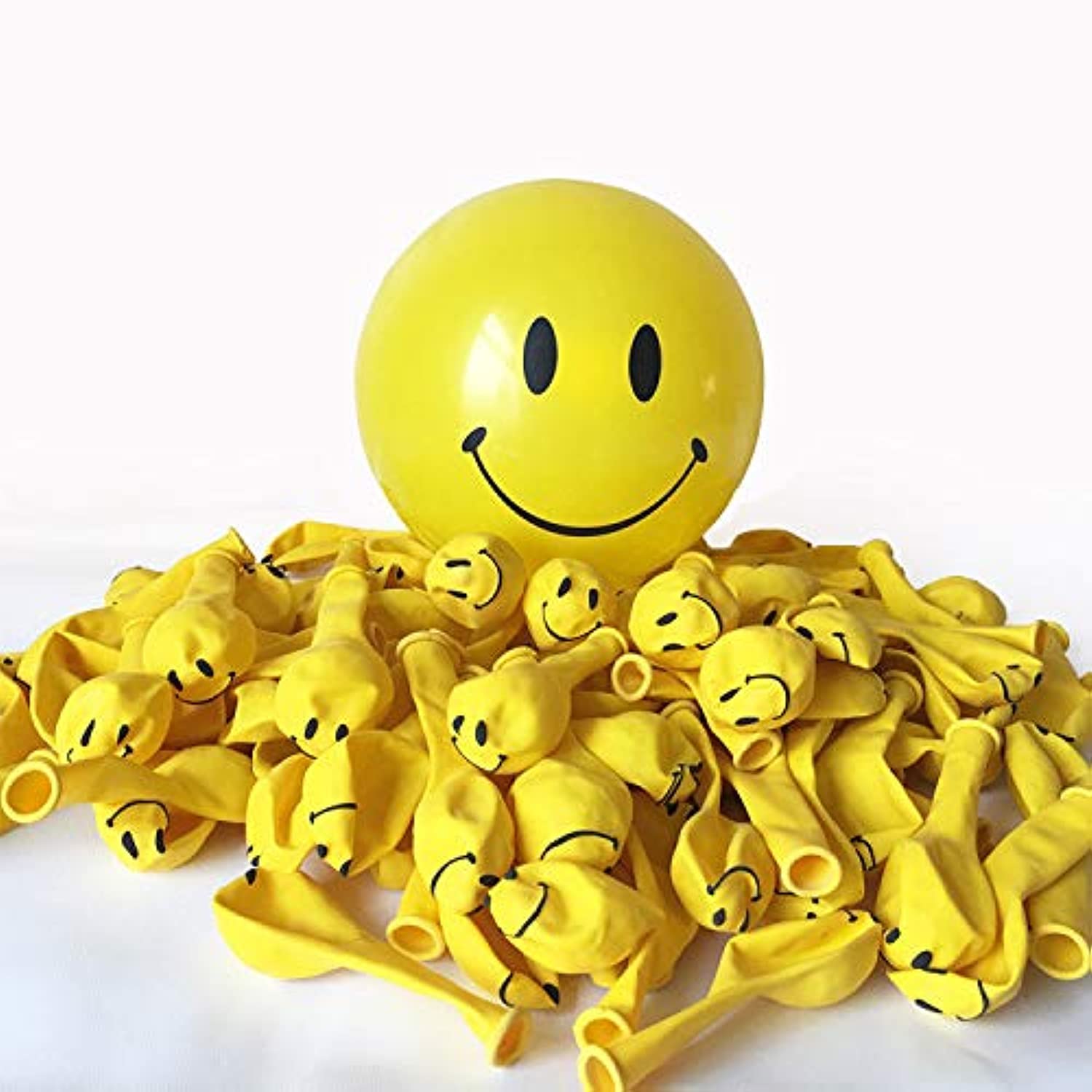 Celehappy 100pcs Smile Face Yellow 6 inch Balloons, 6 inch